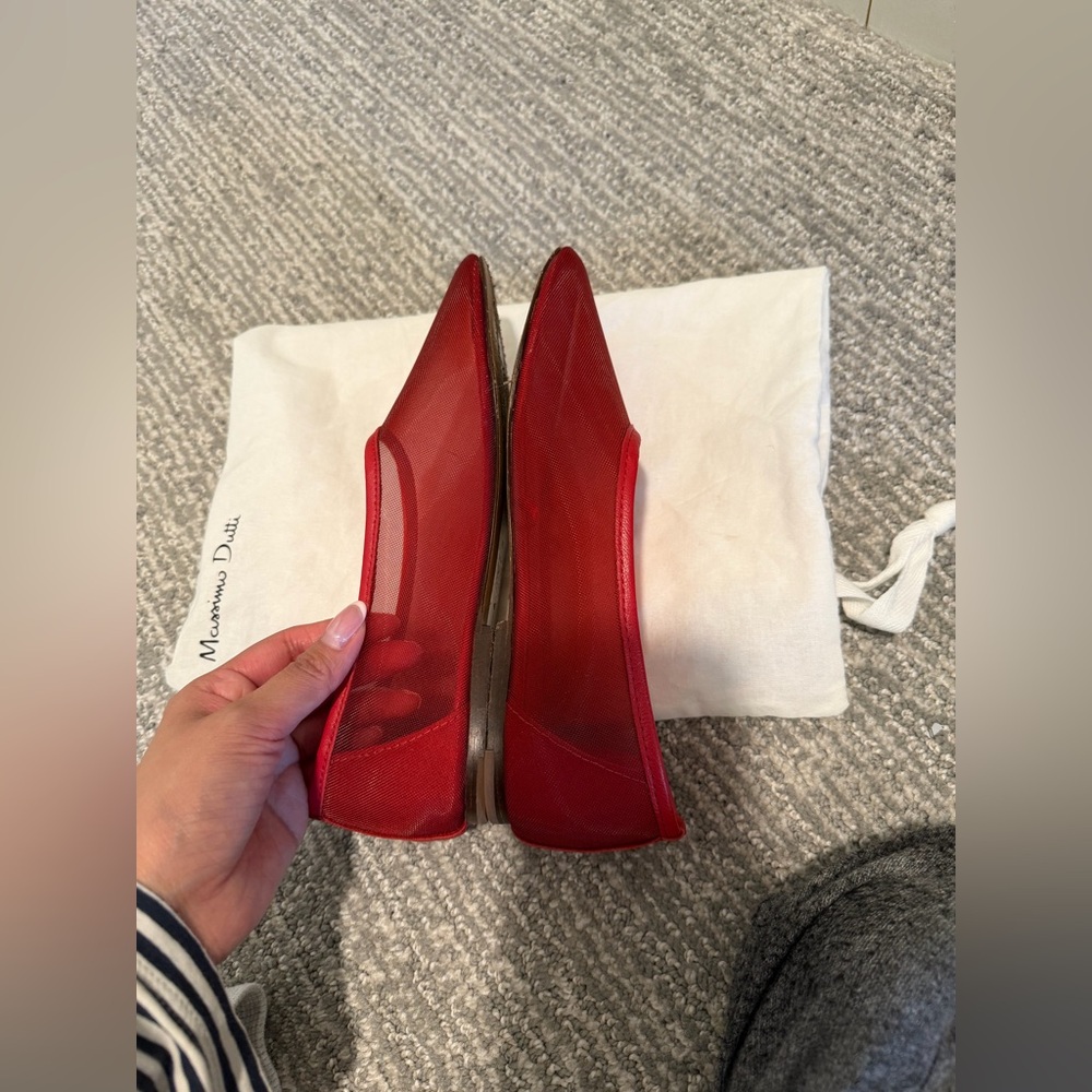 Massimo Dutti Red Mesh Ballet Flats - Picture 8 of 10